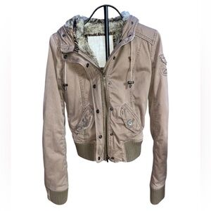 y2k vintage Abercrombie & Fitch Fur Lined Tan Jacket size small